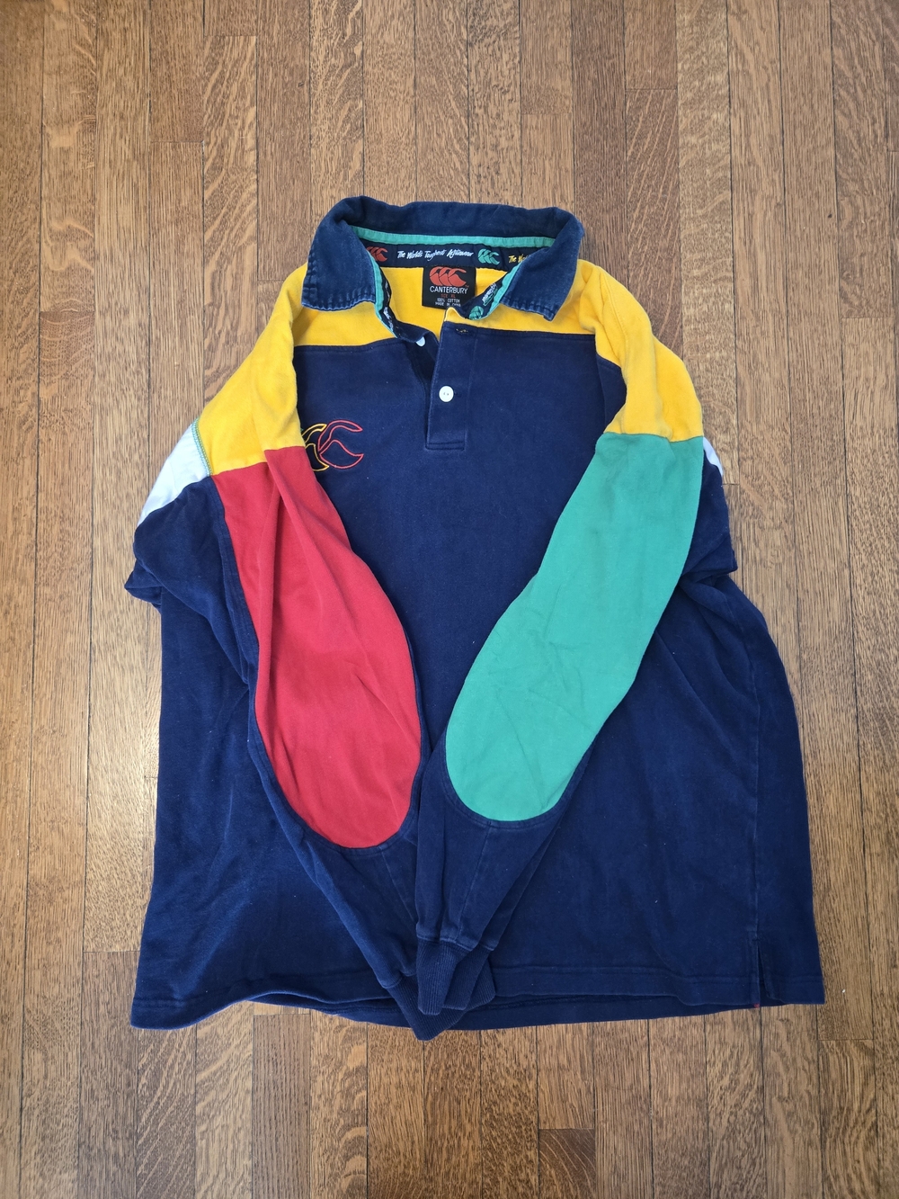 Vintage Canterbury New Zealand Colour Block Rugby Jersey Shirt size XL